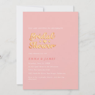 Retro Summer Vibes   Pink and Orange Bridal Shower Invitation