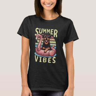 Retro Summer Vibes Rottweiler Dog Rottie Mum Vacat T-Shirt