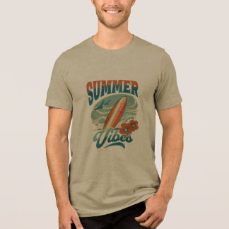 Retro Summer Vibes Surfboard Beach Tri-Blend Shirt