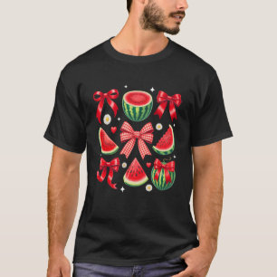 Retro Summer Vibes Watermelon Coquette Summer Frui T-Shirt