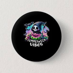 Retro Summerween Vibe Watermelon Ghost Summer Skel 6 Cm Round Badge