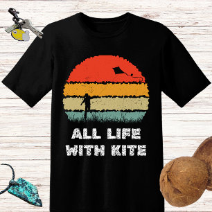 Retro sun ALL LIFE WITH KITE surfing design T-Shirt
