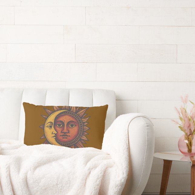 Retro Sun and Moon  Lumbar Cushion (Couch)