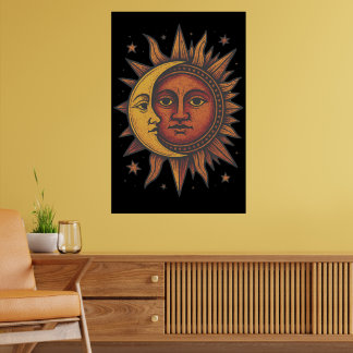 Retro Sun and Moon Unisex Poster