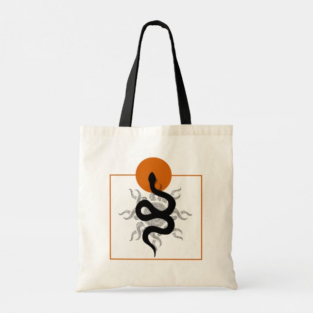 Retro sun and snake concept design tote bag (Back)