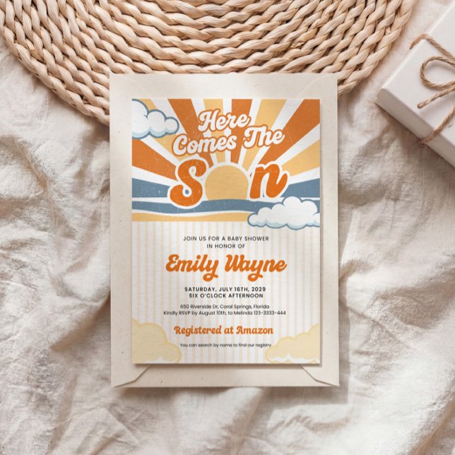 Retro Sun Baby Shower Invitation (Creator Uploaded)