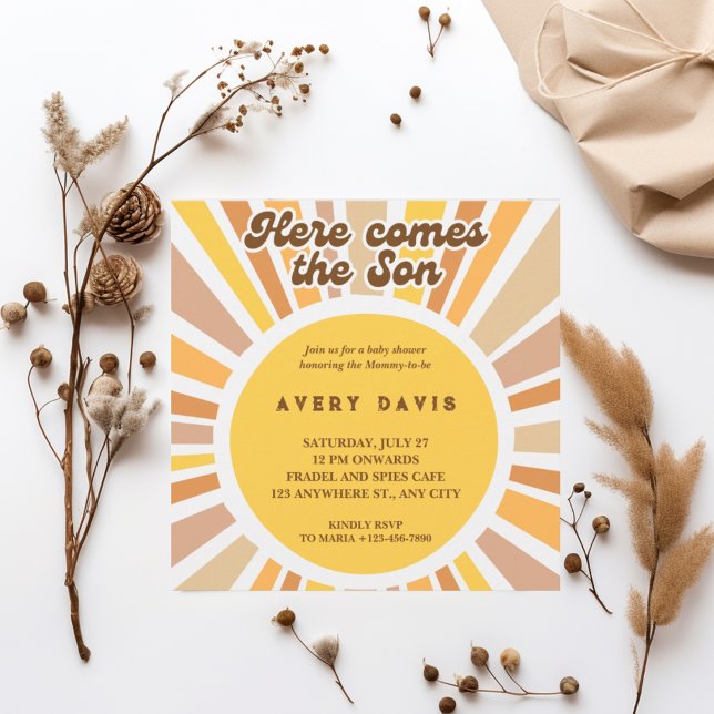 Retro Sun Baby Shower Invitation for Boy (Creator Uploaded)
