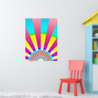 Retro Sun Boho Sunshine Yellow Pink Abstract Art