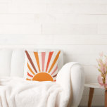 Retro Sun Burst Sunset Orange Yellow Red Pink    Cushion<br><div class="desc">Here comes the sun. Retro sun burst design in warm pink,  brown,  orange tones. Retro modern orange sunrays,  morning sunshine geometric abstract art.</div>