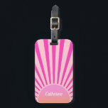 Retro Sun Burst Sunset Sunrise Hot Pink Ombre  Luggage Tag<br><div class="desc">Retro sun burst design in warm orange and pastel pink tones. Retro modern pink sunrays,  morning sunshine geometric retrowave synthwave abstract art.</div>