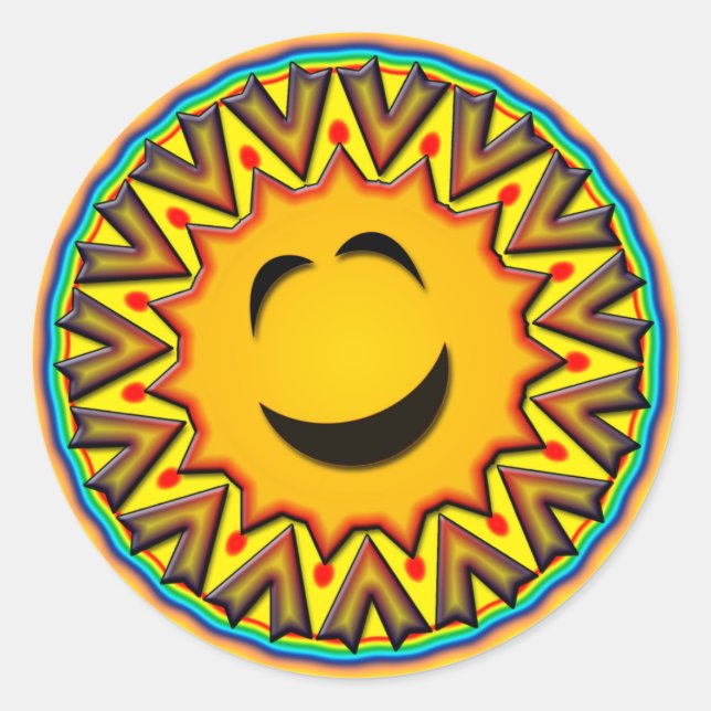 RETRO SUN CLASSIC ROUND STICKER (Front)