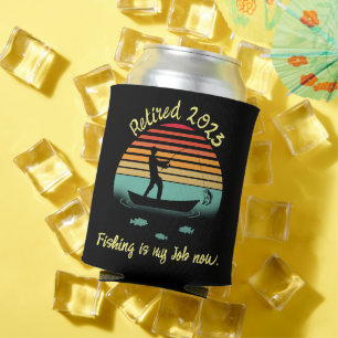 Retro Sun Funny Fishing Retirement Can Cooler