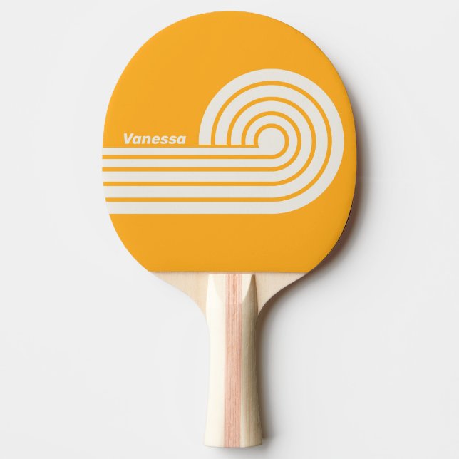 Retro Sun Kissed Dual Curl Stripes with Name Ping Pong Paddle (Front)
