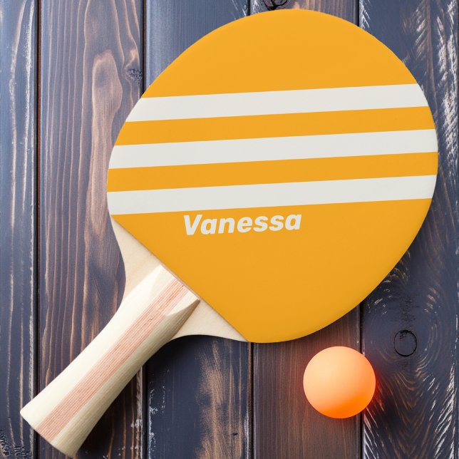 Retro Sun Kissed Three Stripes with Name Ping Pong Paddle (Creator Uploaded)