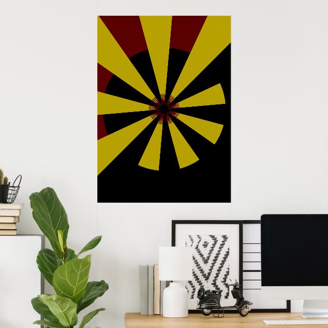 Retro Sun Mid Century Abstract Fractal Art Poster (Home Office)