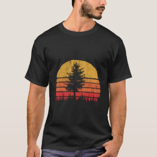 Retro Sun Minimalist Pine Tree Design - Graphic Ho T-Shirt
