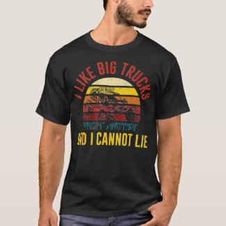 Retro Sun Monstertruck I like big Trucks and I can T-Shirt