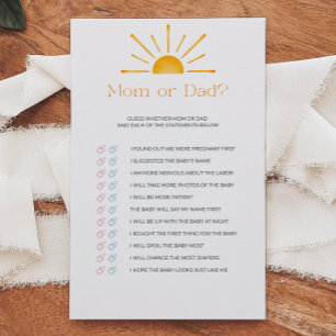 Retro Sun Mum Or Dad Baby Shower Game