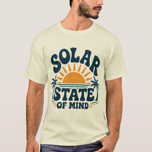 Retro Sun Palm Tree Summer Vacation Design T-Shirt (Front)