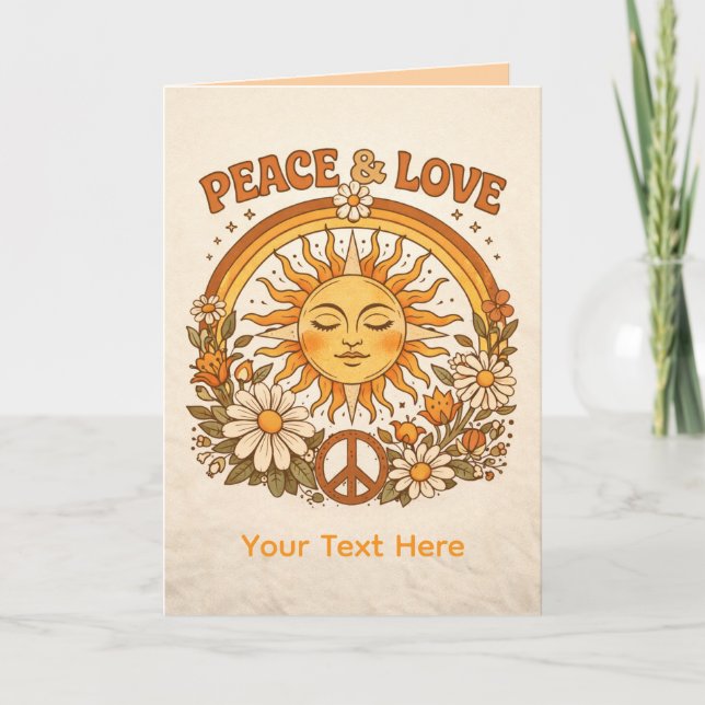 Retro Sun Peace and Love Art Card (Front)