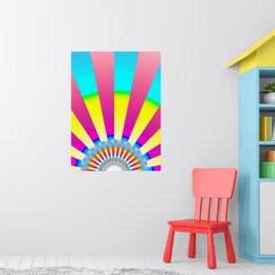 Retro Sun Rainbow Abstract Art Poster