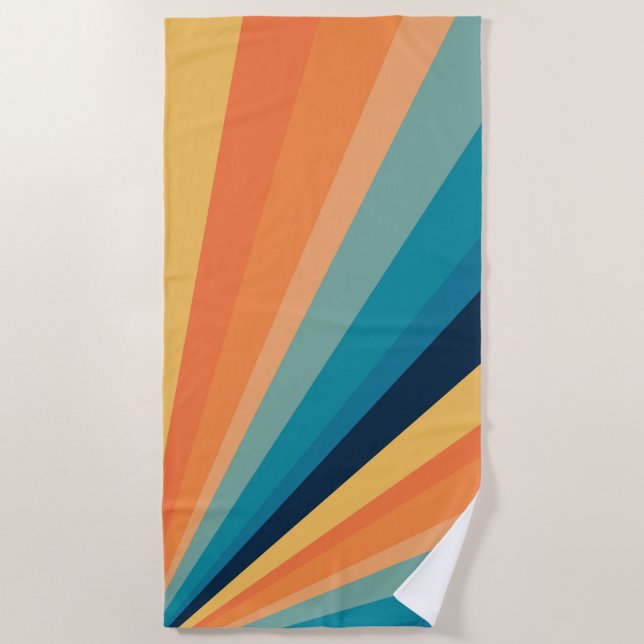 Retro sun rays beach towel (Front)