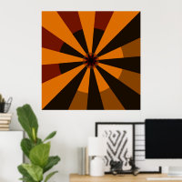 Retro Sun Rays Burst Sunset Black Orange Red