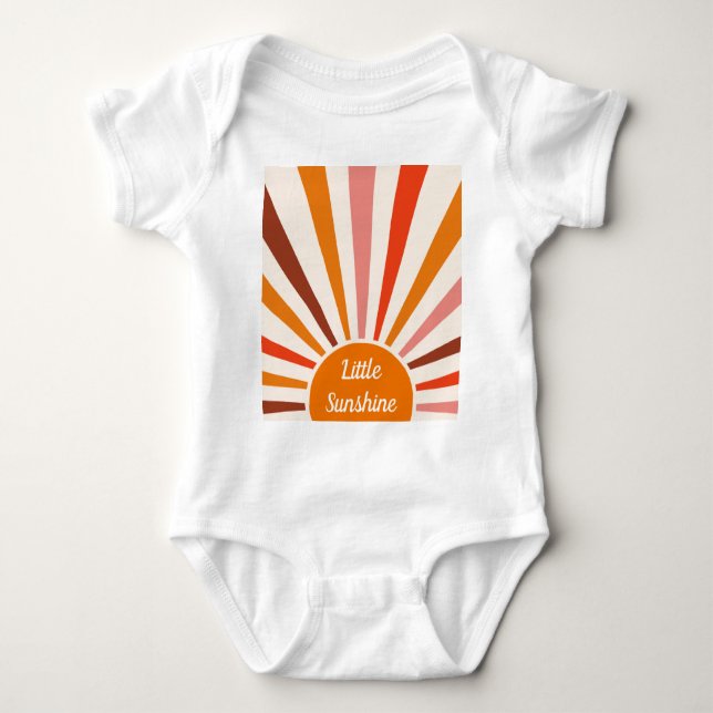 Retro Sun Rays Burst Sunset Orange Yellow Red   Baby Bodysuit (Front)