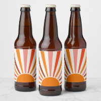 Retro Sun Rays Burst Sunset Orange Yellow Red