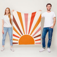 Retro Sun Rays Burst Sunset Orange Yellow Red