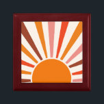 Retro Sun Rays Burst Sunset Orange Yellow Red   Gift Box<br><div class="desc">Retro sun burst design in warm pink,  brown,  orange tones. Retro modern orange sunrays,  morning sunshine geometric abstract art.</div>