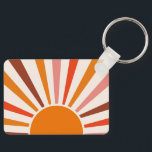 Retro Sun Rays Burst Sunset Orange Yellow Red   Key Ring<br><div class="desc">Retro sun burst design in warm pink,  brown,  orange tones. Retro modern orange sunrays,  morning sunshine geometric abstract art.</div>