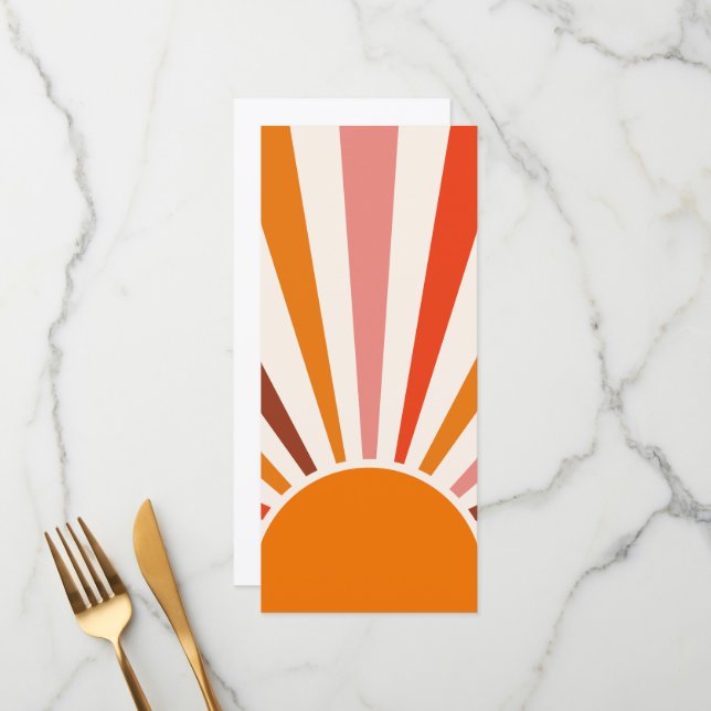 Retro Sun Rays Burst Sunset Orange Yellow Red  Menu (Front/Back In Situ)