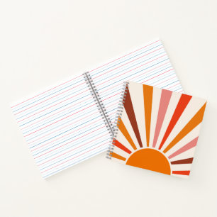 Retro Sun Rays Burst Sunset Orange Yellow Red Notebook