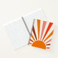 Retro Sun Rays Burst Sunset Orange Yellow Red 