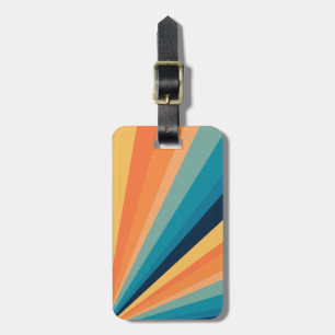 Retro sun rays luggage tag