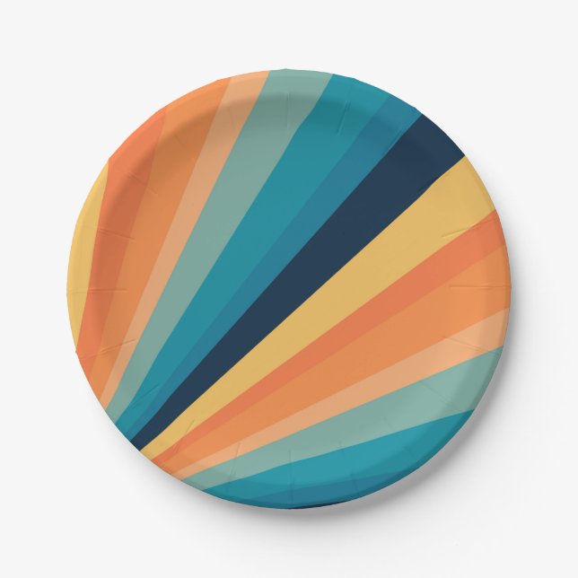 Retro sun rays paper plate (Front)