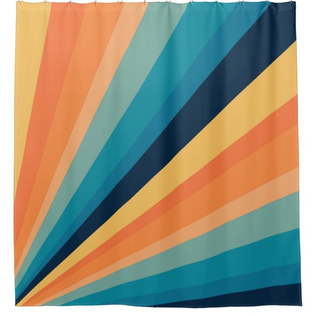 Retro sun rays shower curtain (Front)