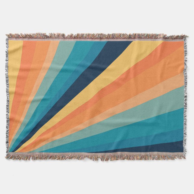 Retro sun rays throw blanket (Front)