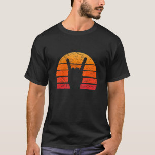 Retro Sun Rock Hand Sign Punk Rocker Music Festiva T-Shirt
