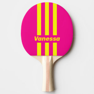 Retro Sun Soaked Three Pin Stripes with Name Ping Pong Paddle