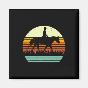 Retro Sun Style Western Ranch Trail Horse Magnet