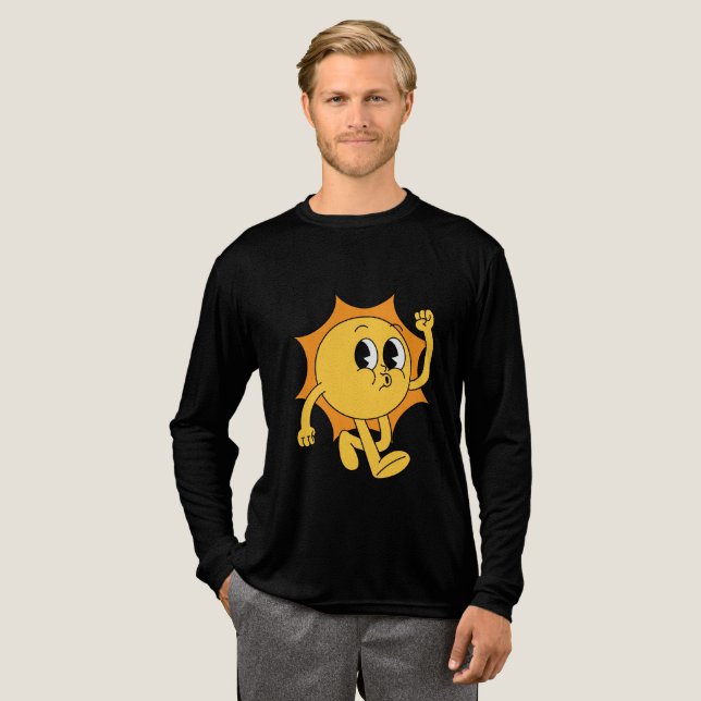 Retro Sun with Pouting Lips Tri-Blend Shirt (Full Front)