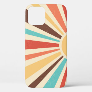 Retro sunburst: colourful vintage banner. iPhone 12 case