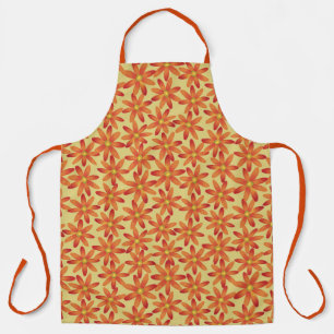 Retro Sunburst Daisy Floral in Warm Yellow Large Apron