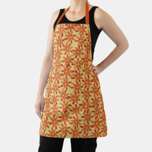 Retro Sunburst Daisy Floral in Warm Yellow Medium Apron