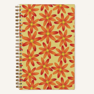 Retro Sunburst Daisy Floral in Warm Yellow Notebook