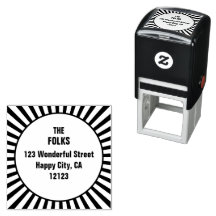 Retro Sunburst Self Inking Rubber Stamp