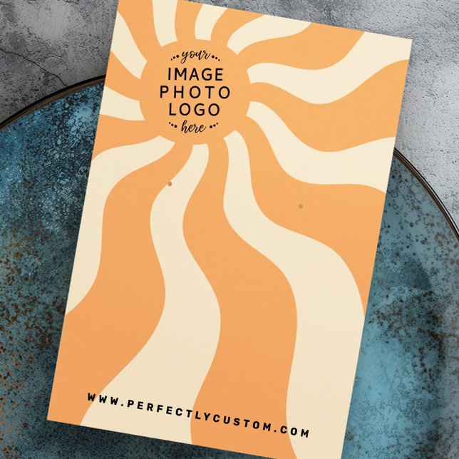 Retro sunburst swirl orange sun logo earring card (Retro sunburst swirl orange sun logo earring card)