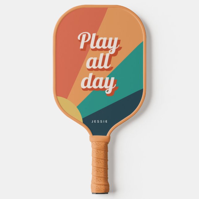 Retro Sunburst With Personalised Name Pickleball Paddle (Front)